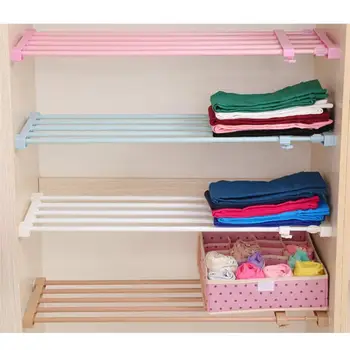

Retractable Rack Shelf 75-120cm No Need To Drill Storage Rack Shelf Wardrobe Layered Partition For Cupboard Wardrobe 50x24cm