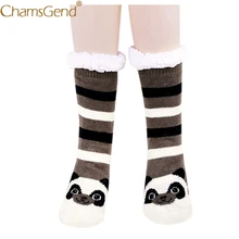 Женские зимние толстые плюшевые полосатые носки с принтом в виде собачек, хлопковые носки по щиколотку для женщин и девочек, домашняя обувь, 9Nov