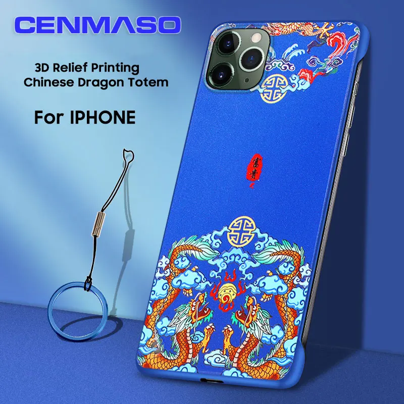 Ультратонкое Безрамное кольцо CENMASO для IPhone 11, чехол в китайском стиле для IPhone 7 8 Plus X XR XS 11 Pro Max, чехол