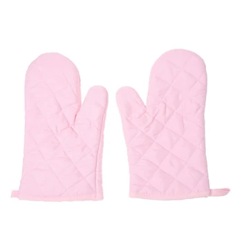 

1 Pair Kitchen Craft Heat Resistant Cotton Oven Glove Pot Holder Baking Cooking Mitts Pink
