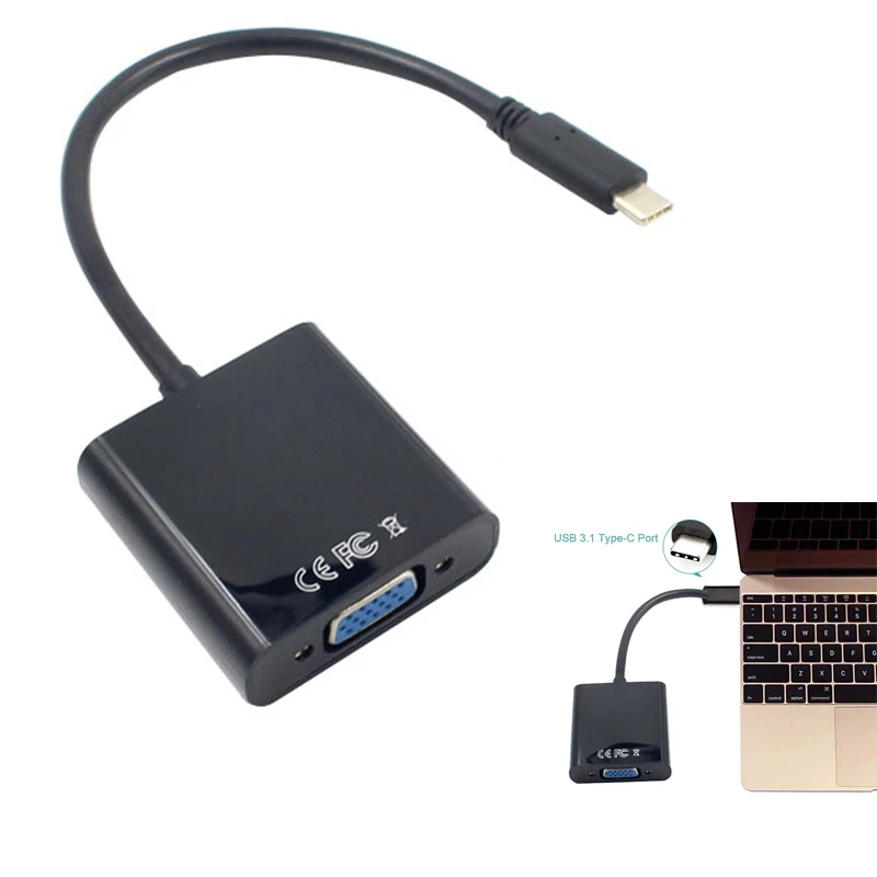 USB-C USB3.1 Type C для адаптера кабеля VGA папа мама конвертер передачи видео 1080P Для