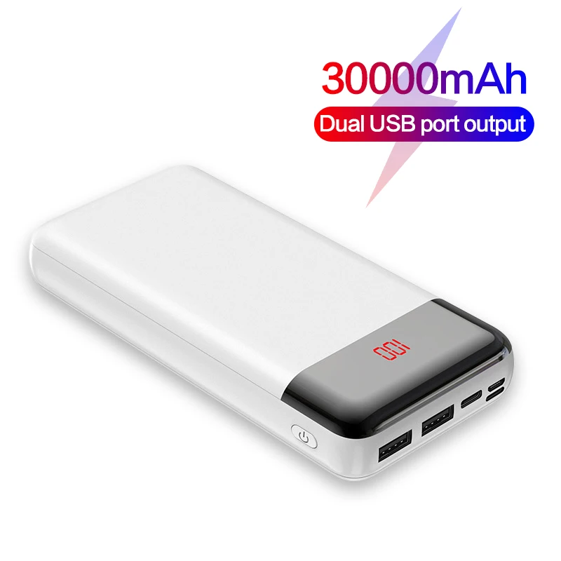 30000mAh Power Bank Portable Charging Poverbank Mobile Phone External Battery Portable Power Powerbank 30000 mAh for Xiaomi Mi