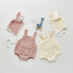 Vêtements pour bébés, chapeau de lapin pour petites filles et garçons, une pièce, nouvelle collection printemps 2021 