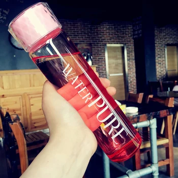 

Clear Cute Portable Glass Water Bottle Lid Cups Transparent Sport Drinking Jars Glass Mug Garrafa De Vidro Water Cup W