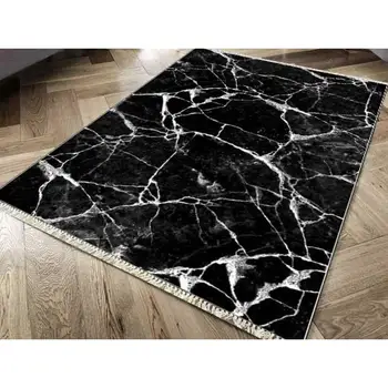 

Slip-resistant Outsole Digital Print Velvet Carpet Crack Wall Black White 80x200 cm