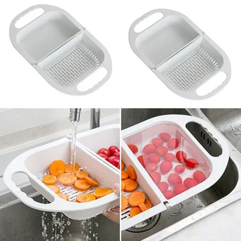 

Foldable Drain Basket Colander Fruit Vegetable Washing Basket Strainer Collapsible Drainer With Handle Kitchen Storage
