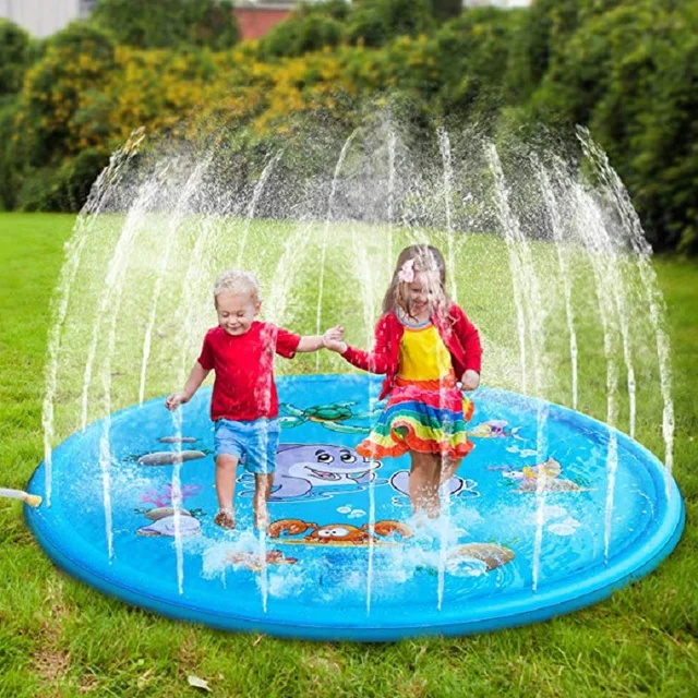 100/170cm Children Play Water Mat Outdoor Game Toy Lawn For Children Summer Pool Kids Games Fun Spray Water Cushion Mat Toys 1