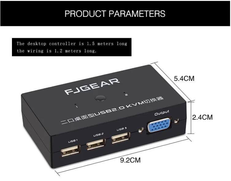 USB KVM переключатель коммутатор 2 порта VGA переключатель SVGA коробка USB 2,0 Maus Tastatur 1920*1440 общая клавиатура мышь монитор