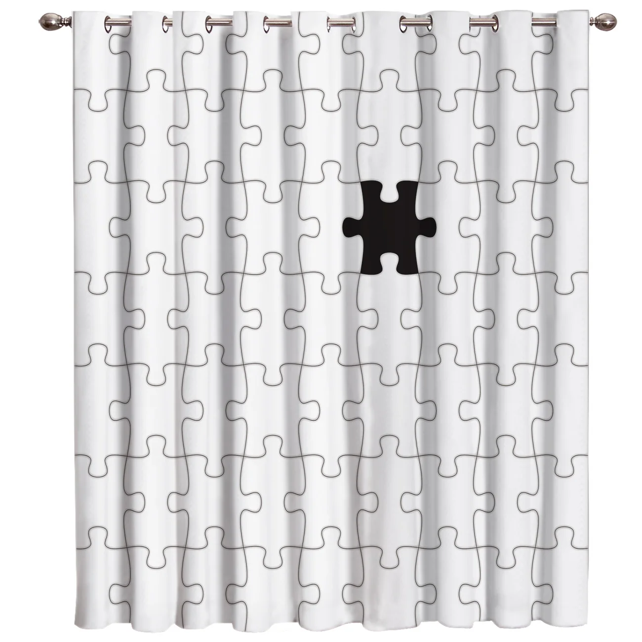Geometric Puzzle Shape Style Window Treatments Curtains Valance Room