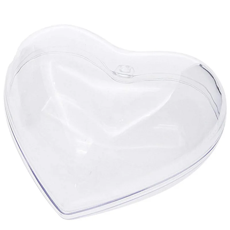 Qty of 20 100mm Clear Plastic Heart Shaped Christmas Ornaments 