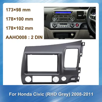 

2Din Car Radio Fascia Dash Trim Installation Kit for Honda Civic 2008-2011 Gray RHD Car Auto stereo Adapter Frame Panel