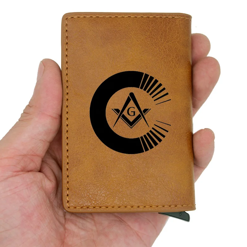 Классический масонский логотип дизайн Rfid кошелек классический для мужчин и женщин Кредитная карта черные кожаные кошельки короткий кошелек