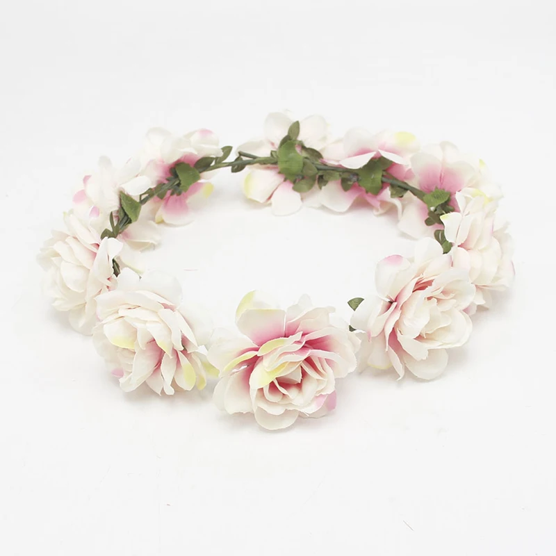 White roses Цветочный головной убор, повседневный пляжный цветочный ободок с розами, свадебный венок, повязка на голову - Цвет: White roses