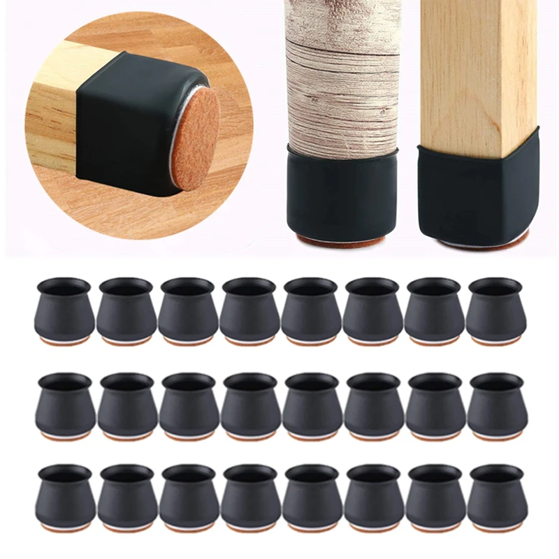 Chair Legs Protectors Table Foot Cover Silicone Chair Caps with Felt EVA Pads for Protecting Floors from Scratches and Noise #30
