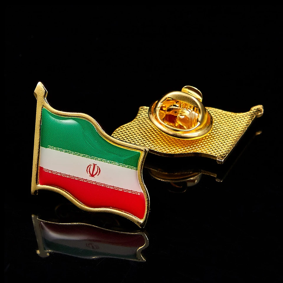 

Islamic Republic of Iran Shia Persian Empire Allah Akbar Iran Gold Plated Flag Lapel Pins