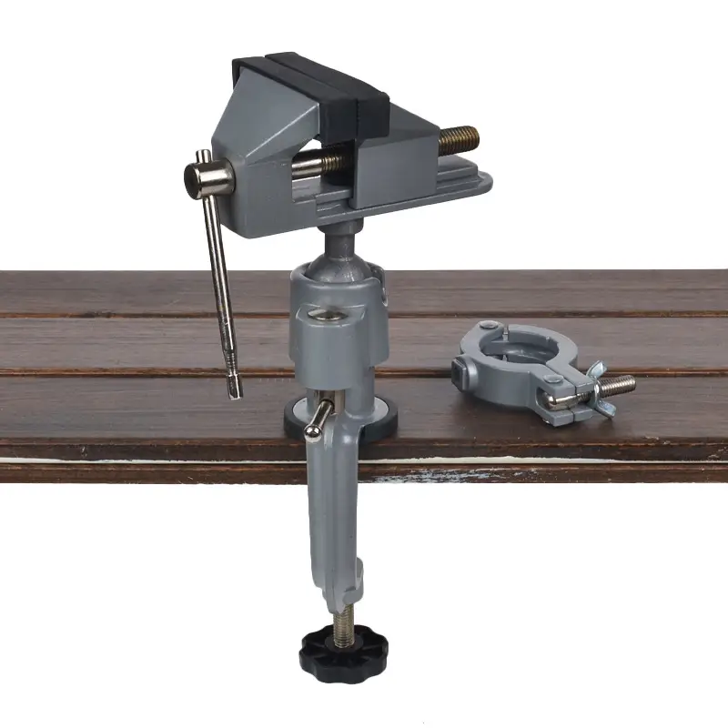 New 2-In-1 360 Degree Rotating Table Vise Multifunctional Aluminium Alloy Swivel Bench Clamp Electric Drill Stand Rotating Tool image 2