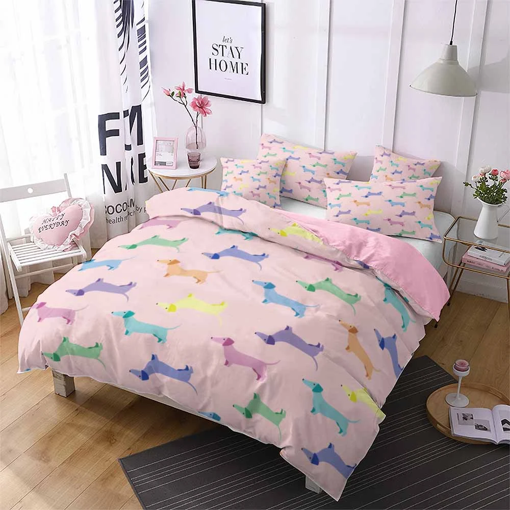 Puppy Dog Dachshund Bedding Set Friend Comforter Sets Soft Skin