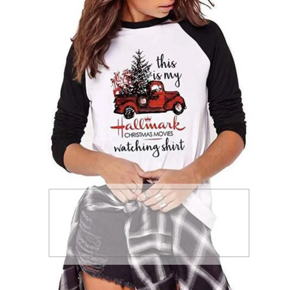 Горячая Распродажа, модные футболки с круглым вырезом и надписью This Is My Hallmark Christmas Movies Watching, футболки с машинками, рождественские женские футболки