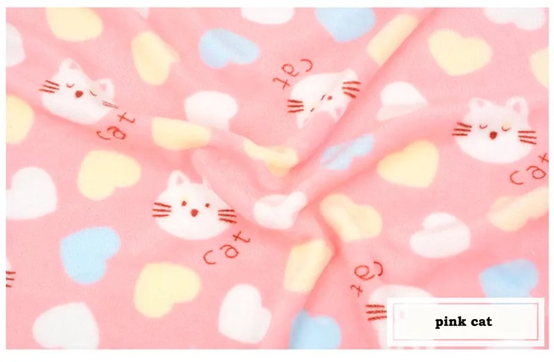 pink cat Фланелевая мягкая теплая ткань в горошек с рисунком кролика, панды, кота, клубники, цветов для детей, зимняя одежда, ночная рубашка, одеяло, ручная работа - Цвет: pink cat