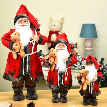 

18inch Christmas Decoration Hug Bear Santa Claus Christmas Decoration Santa Claus Shopping Mall Home Decoration Christmas Dolls