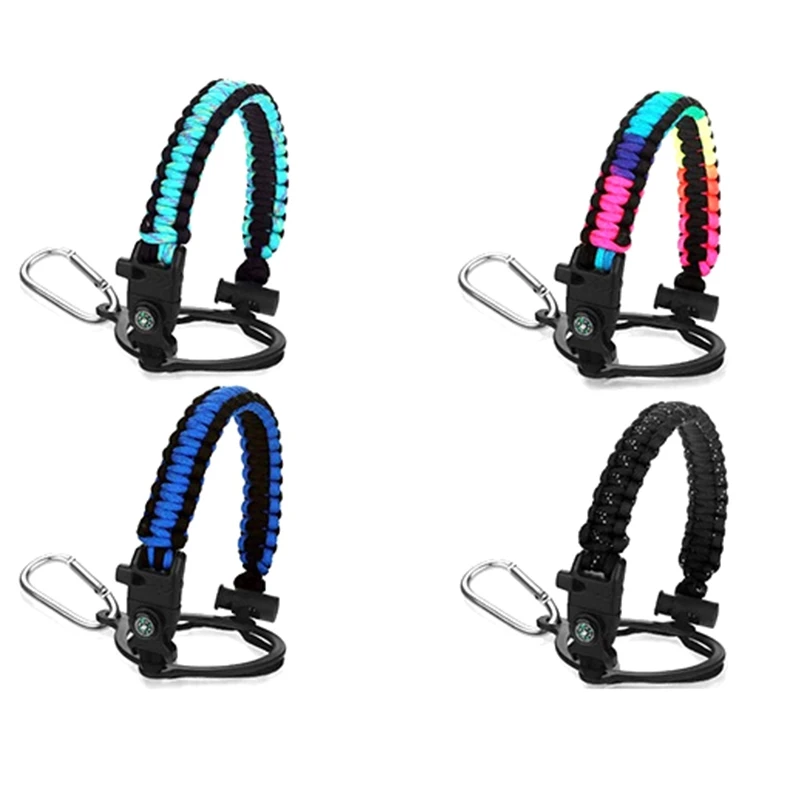 4 Piece Parachute Rope Handle with Rope Survival Rope with Safety Ring and Buckle Compatible with Kettle and Other Wide Mouth Wa