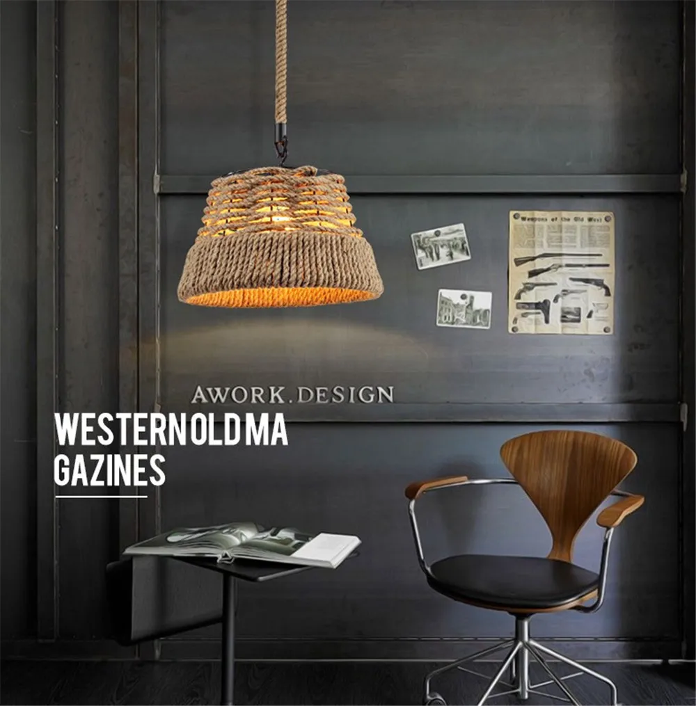 American Loft Decor LED Pendant Lamp Vintage Industrial Hemp Rope Hanging Light Dining Room Lights Fixtures Indoor Lighting (12)