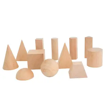 

12Pcs/Set Wooden 3D Blank Geometric Solids Model Math Teaching Aids Children Toy Kids Education Toys gifts for your children