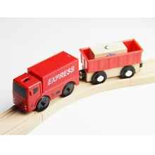W115 Электрические грузовики экспресс- автомобиль совместимы с железной дорогой различные деревянные треки детские железные автомобильные игрушки