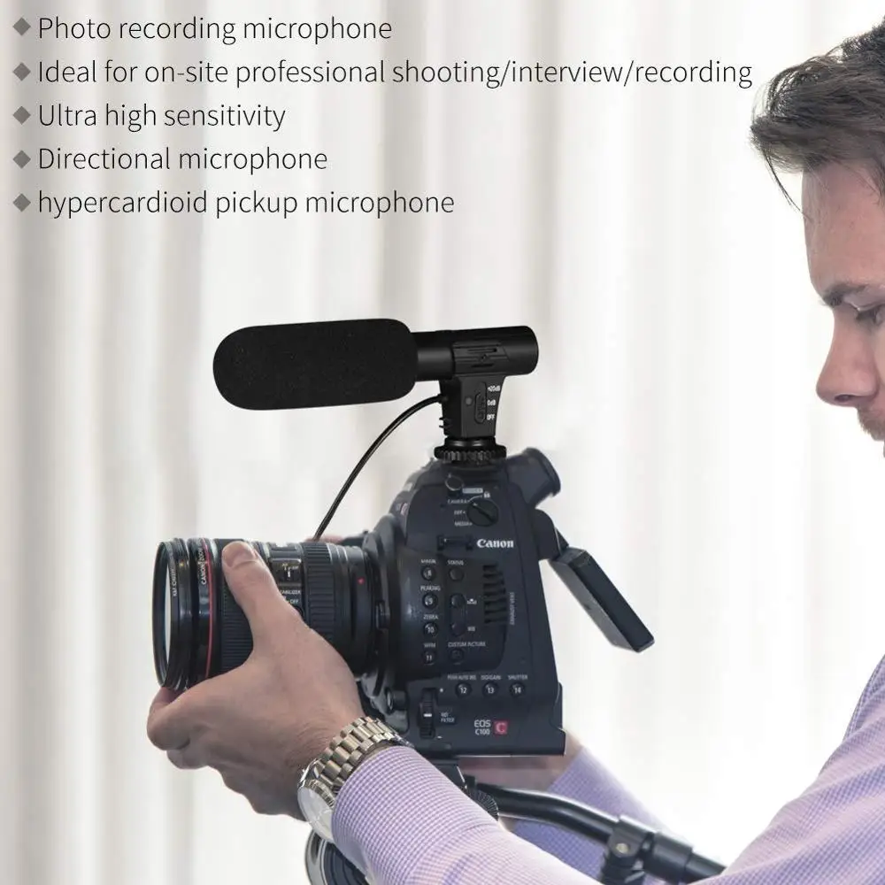 ZUOCHEN телефон микрофон и камера микрофон, видео микрофон для Canon/Nikon/sony камера и смартфон видео запись