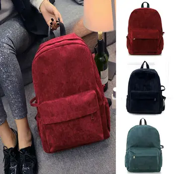 

Women Corduroy Solid Backpack Simple Tote School Bags Shoulder Travel Bookbag School Bag Laptop Rucksack for Teenage Girl