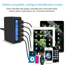 Быстрое зарядное устройство QC3.0, 5 портов, умное зарядное устройство с ЖК-дисплеем, USB, адаптер, станция, огнезащитная, мульти смартфон, планшет, USB зарядное устройство, США/ЕС/Великобритания, вилка