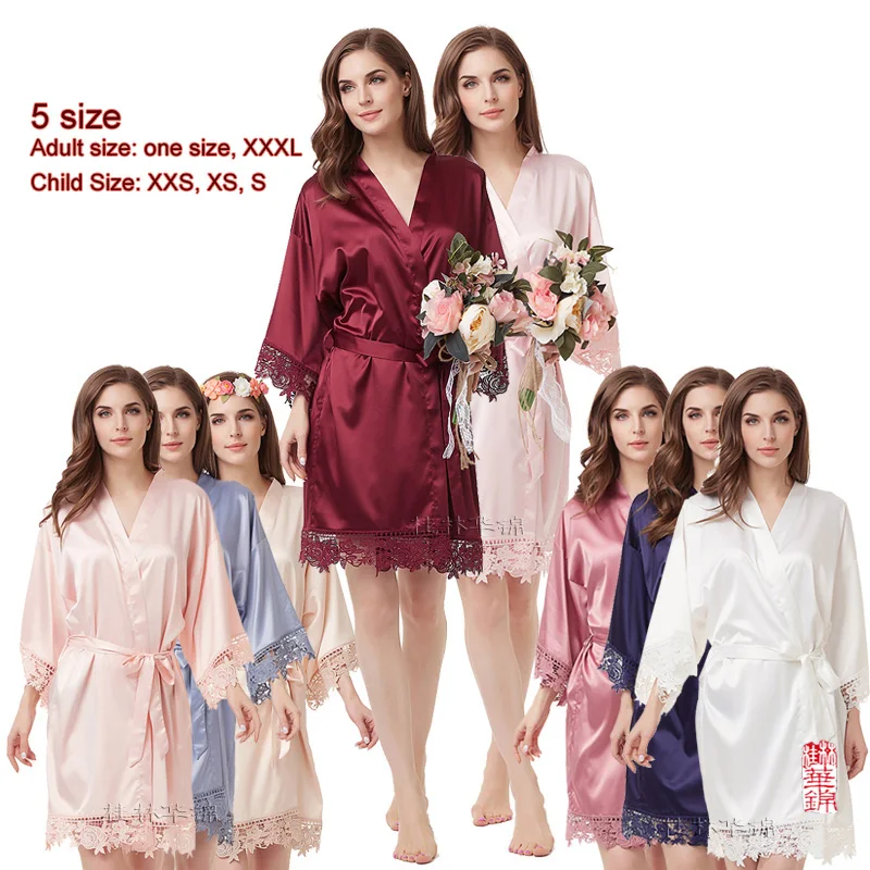 Шелковистый кружевной халат атласный для подружки невесты Свадебный подарки
