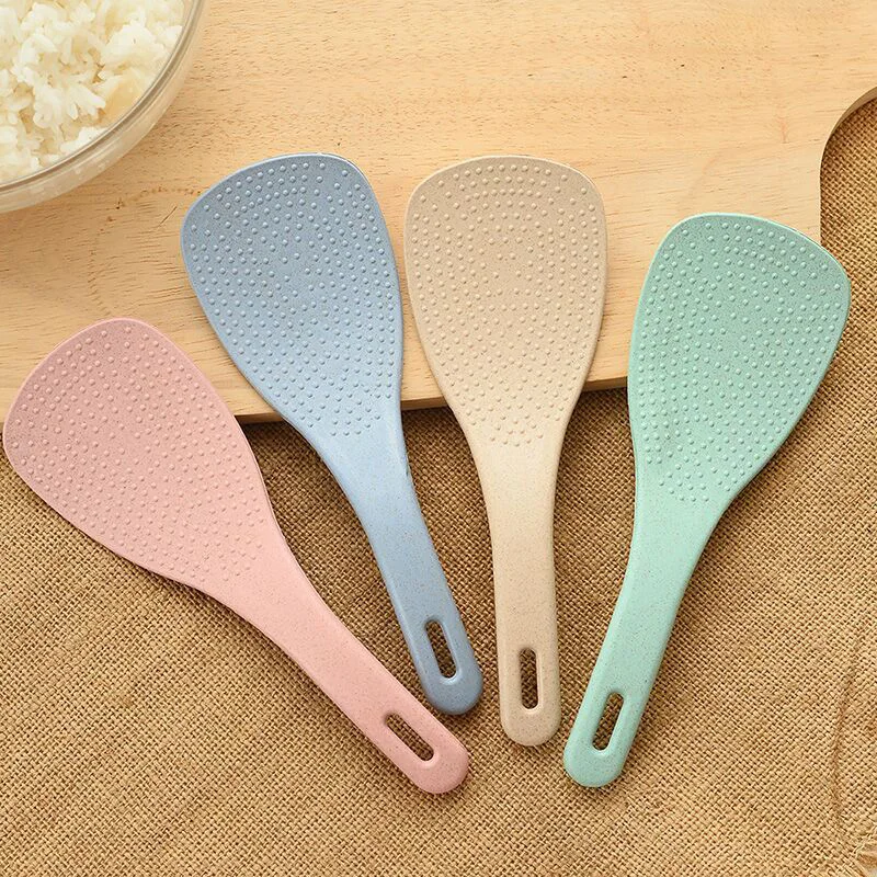 

Wheat Straw Rice Paddle Scoop Non-Stick Ladle Kitchen Lovely Meal Spoon Cooking Tools Table Serving Accessories Solid Color
