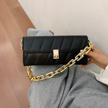 

Chain PU Leather Armpit Bag For Women 2020 Fashion Shoulder Bags Lady Handbags And Purses Female Crossbody Simple Style Clutch