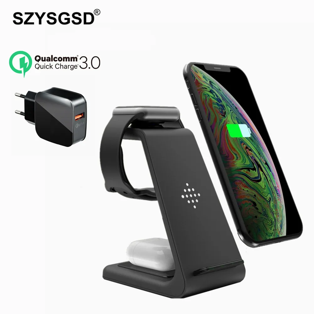 Беспроводное зарядное устройство 3 в 1 быстрая зарядка для iPhone12 Pro 11 pro/XR/Xs Max/8 SAMSUNG
