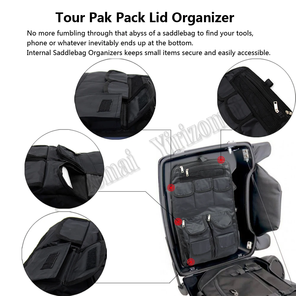 Для Harley Touring- Road King FLHX мотоцикл тур-пак крышка Встроенная Подкладка с органайзером карман для хранения седельная сумка