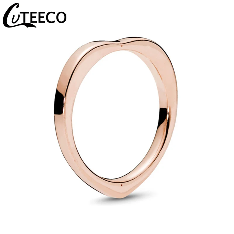 CUTEECO Новые простые кольца в форме сердца для женщин обручальное романтические Драгоценности подарок на день Святого Валентина