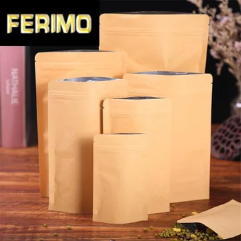 

Many Sizes Thicken Kraft Paper Zip Lock Bag Inner Aluminium Foil Food Packaging Bag Tea/Coffee/Candy/Dried Fruit Storage Bag