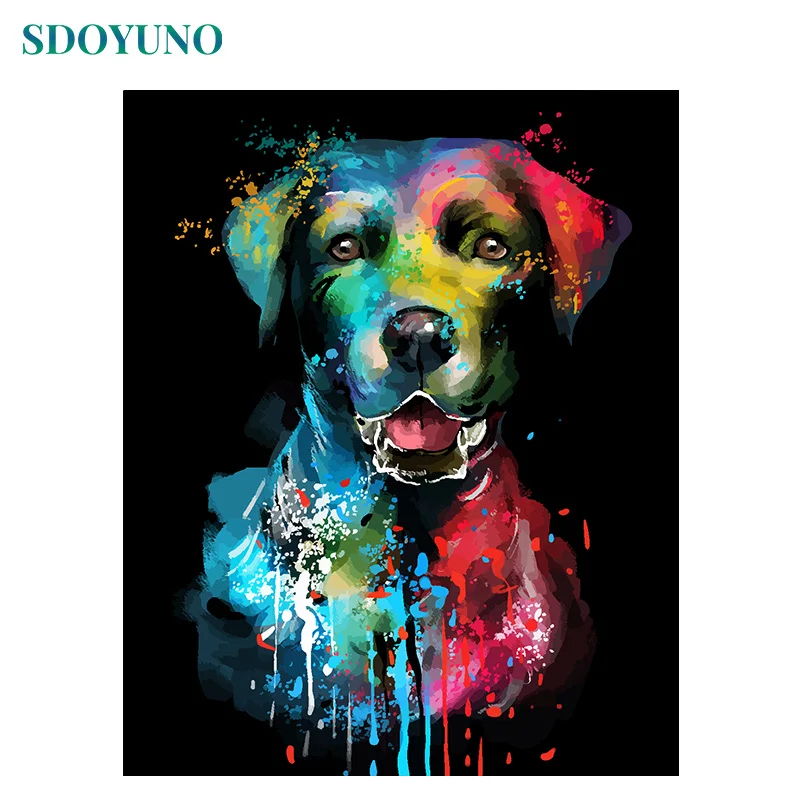 

SDOYUNO 60x75cm Frameless Oil acrylic Painting By Numbers Colourful Animals on canvas Home Decoration Canvas Painting DIY