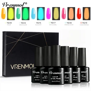 

Vrenmol Glow In The Dark Nail Gel Polish Kit Luminous Gel Varnishes Soak Off Gel Varnish Lighting In Night Gel Lacquer