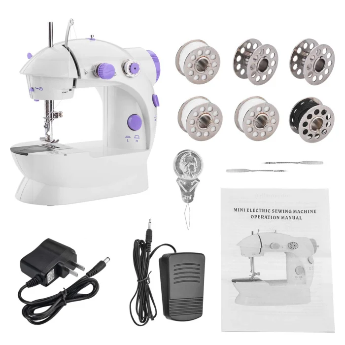 Portable Mini Sewing Machine Crafting Mending Machine with Light for Household E2S