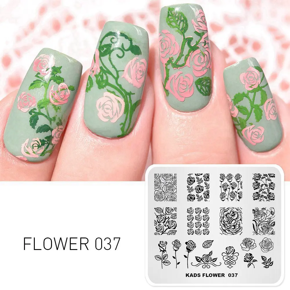 1 шт. штамповки для ногтей пластины красоты цветок серии шаблоны для ногтей поднос для маникюра дизайн ногтей штамповка шаблон украшения Штамп для ногтей - Цвет: Flower 037