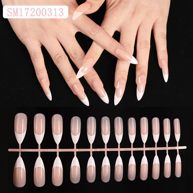 24Pcs French White Tips False Nails Long Ballerina Full Artificial Nail ...