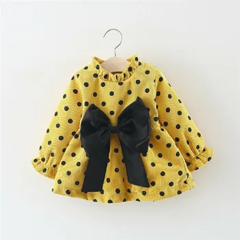 

2019 Cute Toddler Infant Baby Girl Autumn Winter Clothing Dot Flower Clothes Long Sleeve Dress Tutu Lace Fall Dress 0-4Y