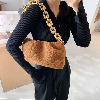 

fashion Plush Bags for Women 2020 Winter Thick Chain Shoulder Handbags Female Travel Clutch Lady Fashion Lux Women's Hand Bag