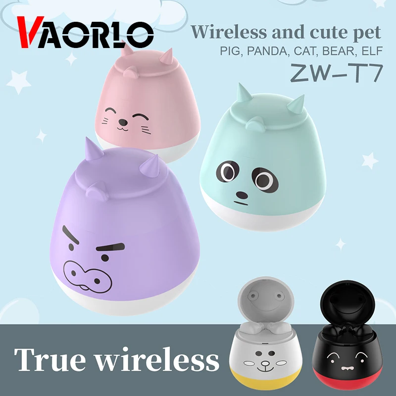 VAORLO 5,0 TWS милые Bluetooth наушники с мультяшным животным беспроводные стерео свободные наушники спортивные HIFI музыкальные гарнитуры для девочек