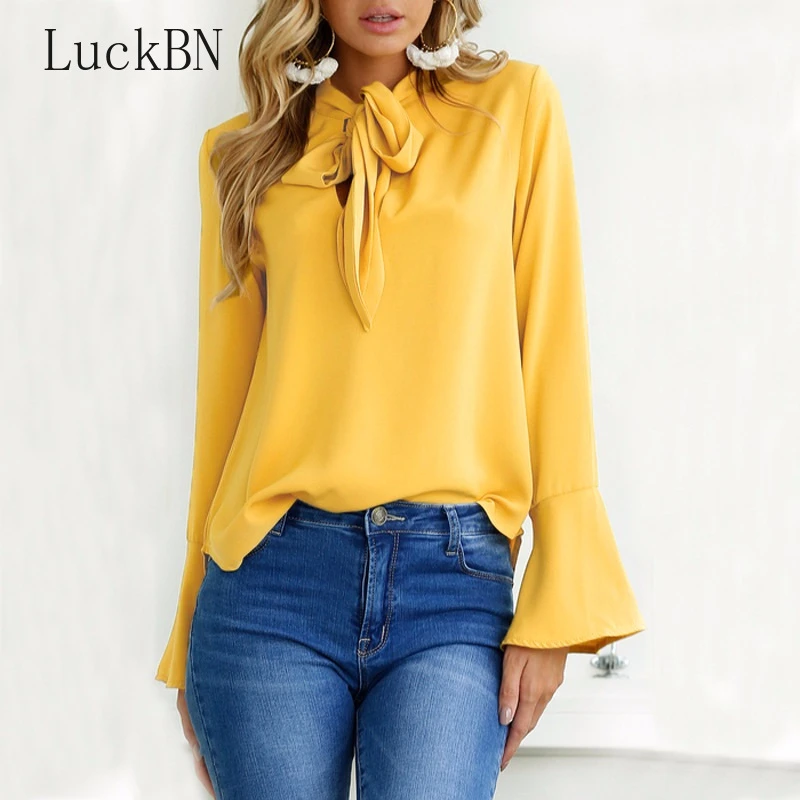 Yellow tie blouse Clearance