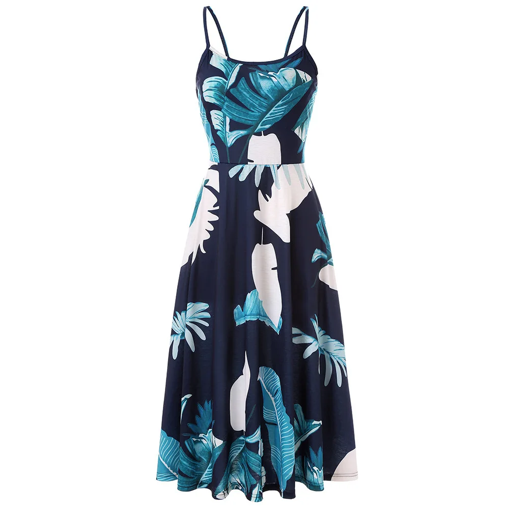 

Spring Summer Women Dress Boho Maxi Long Dress Sexy Halter Split Beach Evening Party Dresses Floral Print Sling Vestido Festa #R