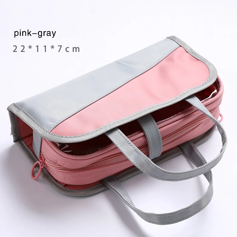 Многофункциональный Карандаш Водонепроницаемый Оксфорд съемная ручка сумка для школьный пенал Подставка для косметики сумка kawaii макияж - Цвет: pink-gray