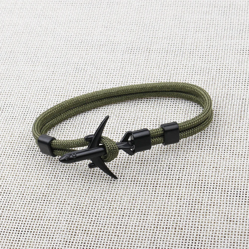 Модный браслет из веревки с якорем ручной работы, необычный паракордовый браслет для выживания для мужчин, браслет Викинга, ювелирные изделия Bileklik Homme - Окраска металла: Green